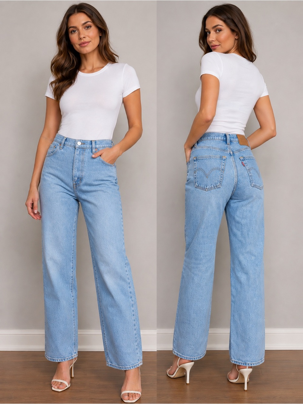 Levi’s Ribcage Straight 501CT Blue High-Waisted Straight Leg Denim Jeans Tapered